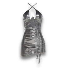 Load image into Gallery viewer, “ GOING OUT “ Silver halter dress