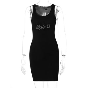 “SHE BAD “ BLACK BODYCON 
 TANK DRESS